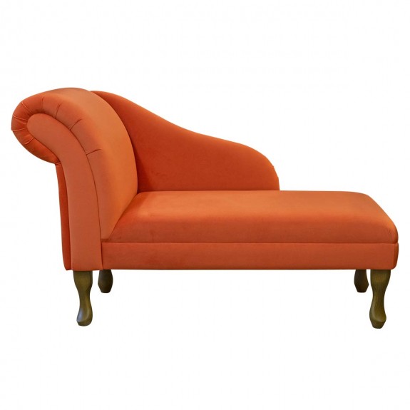 45" Medium Chaise Longue in Cambio Pumpkin Matt Luxury Velvet Fabric