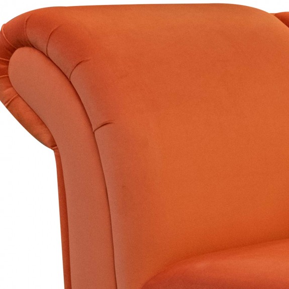45" Medium Chaise Longue in Cambio Pumpkin Matt Luxury Velvet Fabric