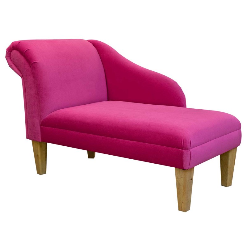 Medium Chaise Longue in AquaVelvet Fuchsia Velvet SR19212| Beaumont