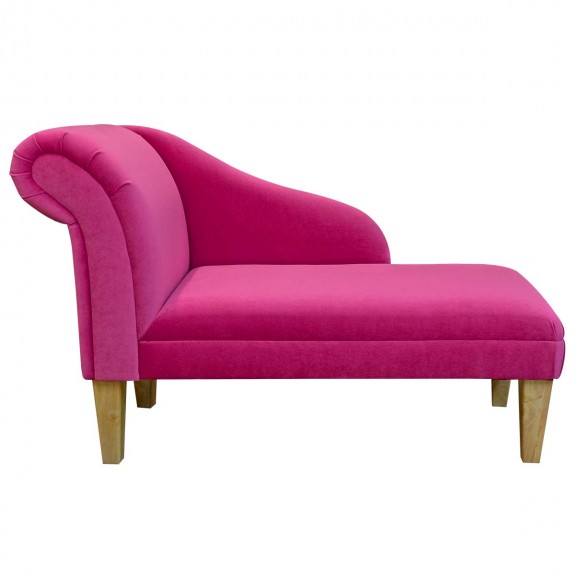 LUXE 45" Medium Chaise Longue in AquaVelvet Fuchsia Velvet Fabric