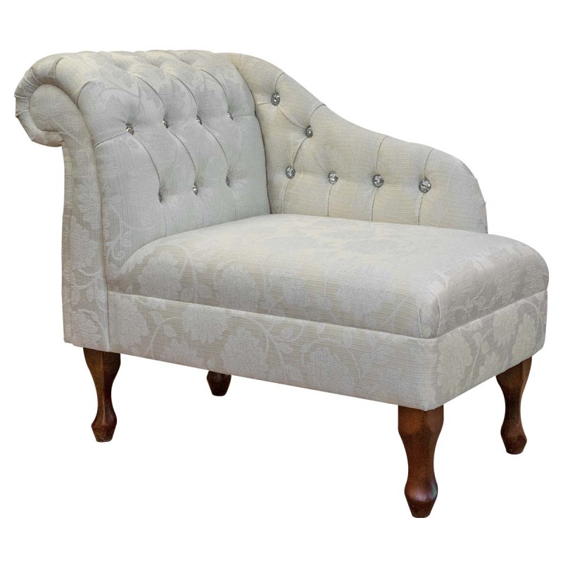 Diamante Buttoned Chaise Longue in Woburn Floral Oyster Fabric | Beaumont