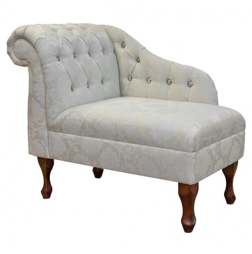 Diamante Buttoned Chaise Longue in Woburn Floral Oyster Fabric | Beaumont