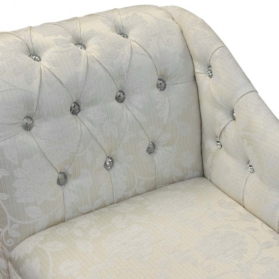 36" Compact Diamante Buttoned Chaise Longue in Woburn Floral Oyster Fabric