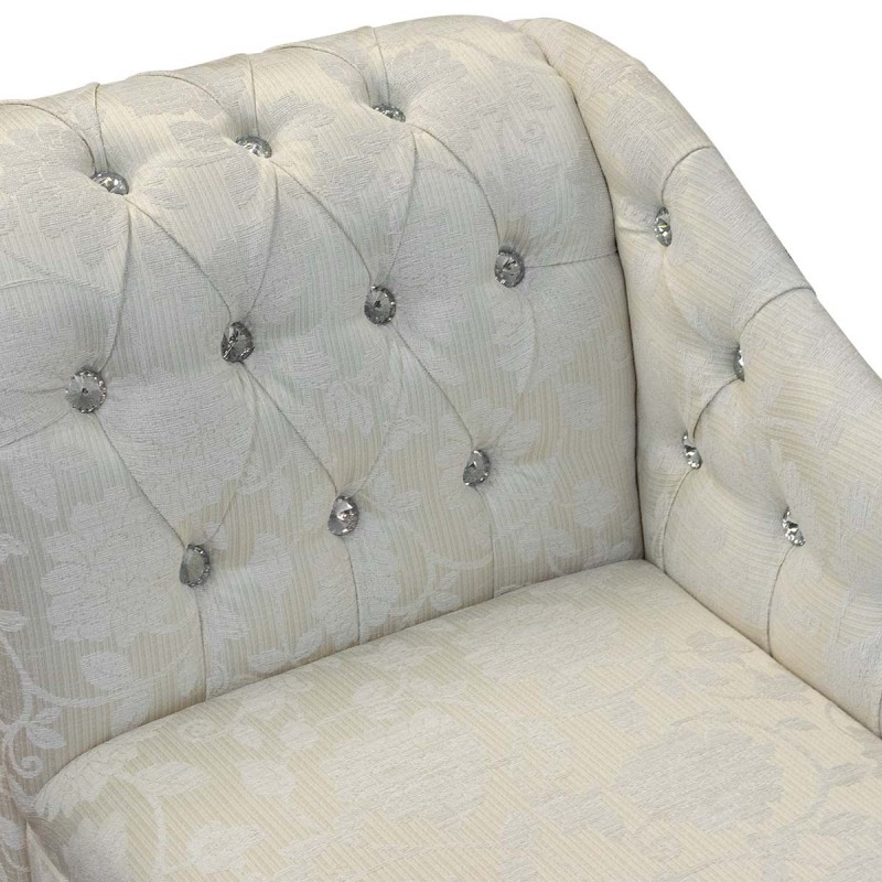 Diamante Buttoned Chaise Longue in Woburn Floral Oyster Fabric | Beaumont