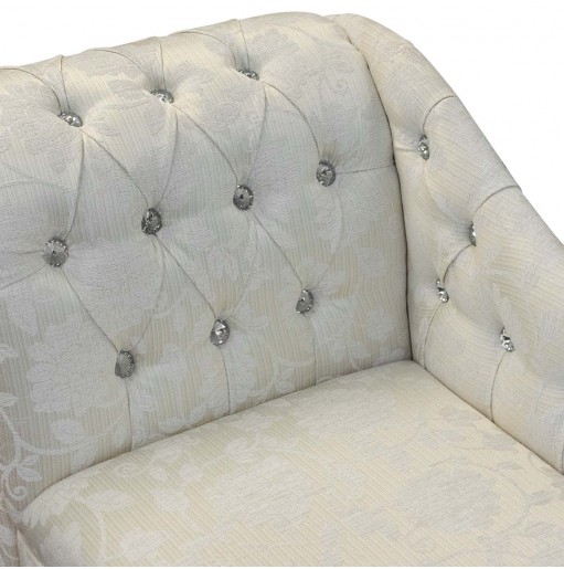 36" Compact Diamante Buttoned Chaise Longue in Woburn Floral Oyster Fabric