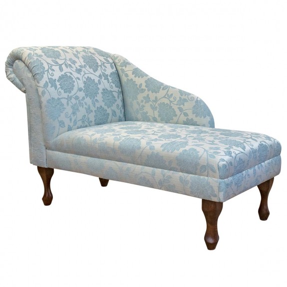 45" Medium Chaise Longue in a Woburn Blue Floral Chenille Fabric