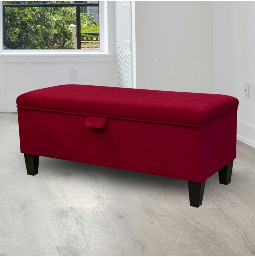 Wine velvet storage bench with lift-up lid