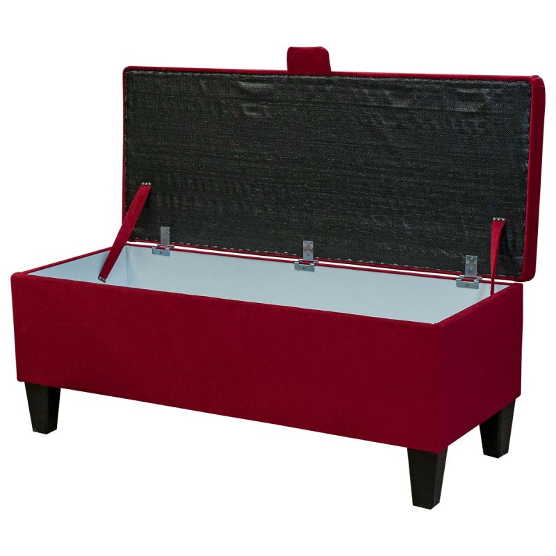 Luxury red velvet ottoman bench with storage