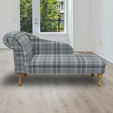 Grey Tartan Chaise Longue