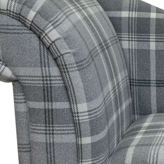 LUXE 52" Medium Chaise Longue in Balmoral Dove Grey Tartan Fabric
