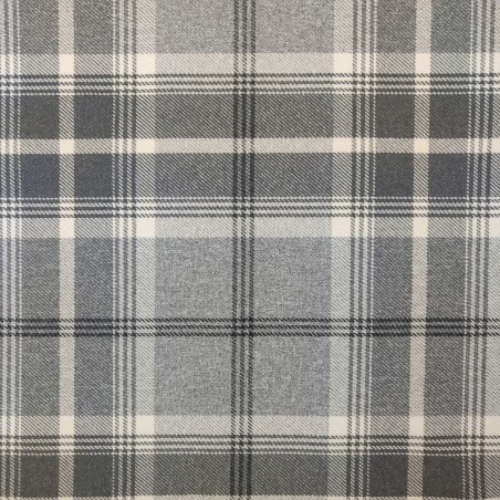 Chaise Longue in Balmoral Dove Grey Tartan Fabric | Beaumont