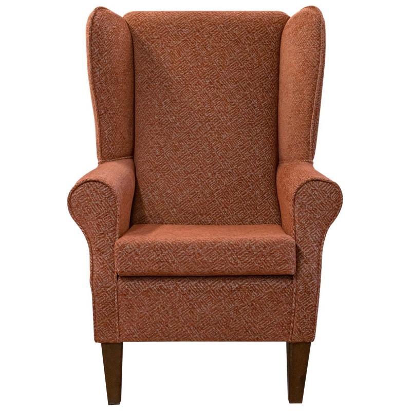 Wingback Chair in dark orange fabric
