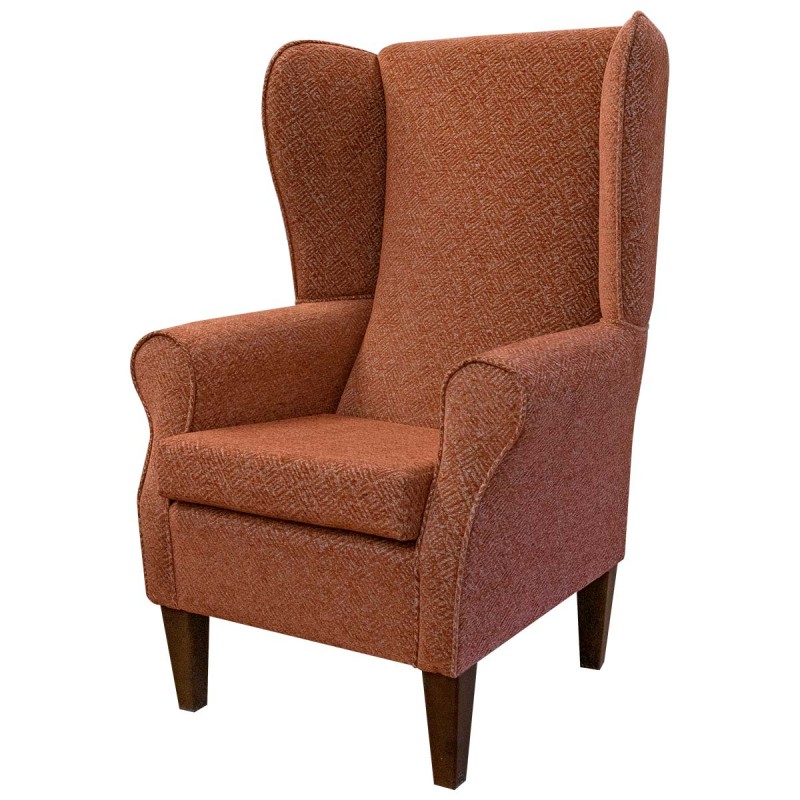 Terracotta High Back Chair in Bergamo Crosshatch Fabric | Beaumont UK