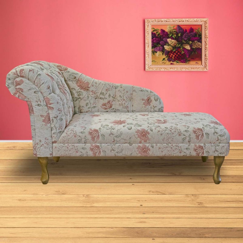 Buttoned Chaise Longue in Camden Floral Oyster Fabric | Beaumont