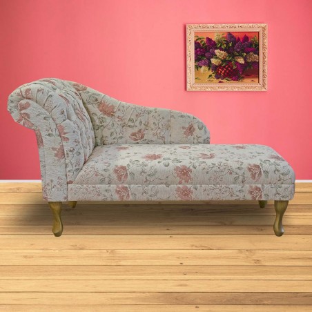 Buttoned Chaise Longue in Camden Floral Oyster Fabric | Beaumont