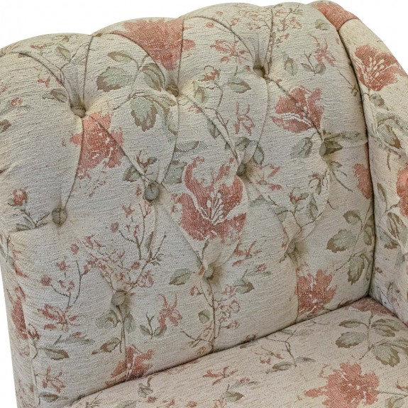 52" Medium Buttoned Chaise Longue in Camden Floral Oyster Fabric
