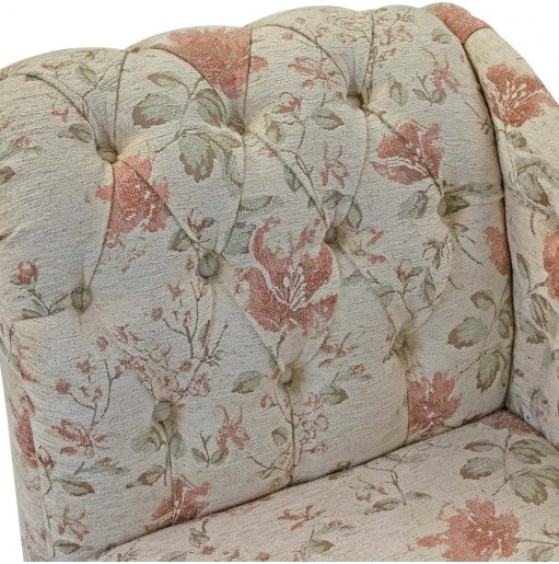 52" Medium Buttoned Chaise Longue in Camden Floral Oyster Fabric