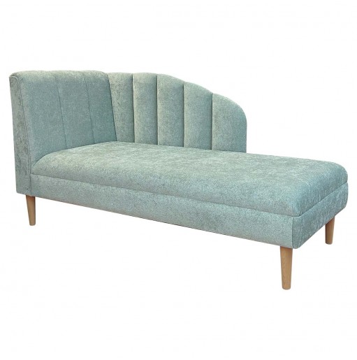 Seashell Chaise Longue Daybed in Belvedere Aqua Textured Chenille Fabric