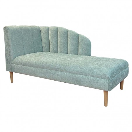 Seashell Chaise Longue Daybed in Belvedere Aqua Textured Chenille Fabric