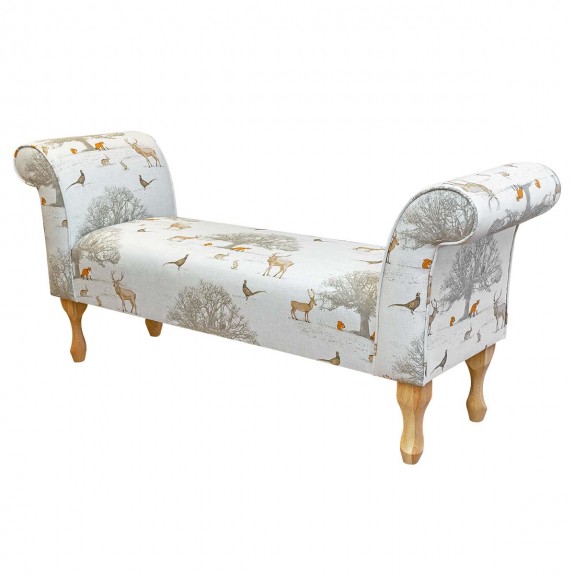 56" Medium Window Seat Settle in Tatton Cotton Fabric