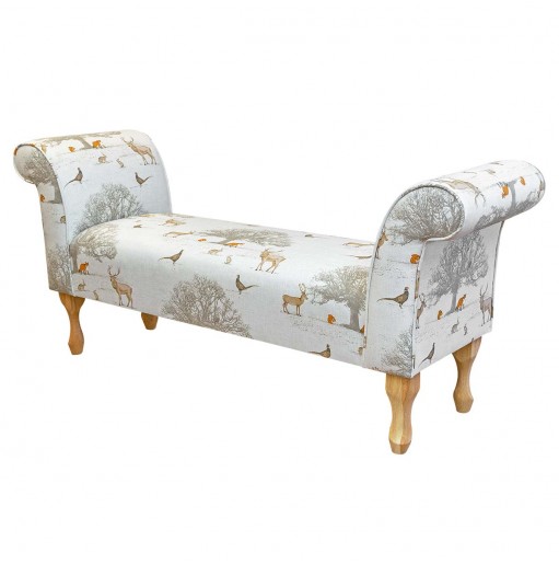 56" Medium Window Seat Settle in Tatton Cotton Fabric