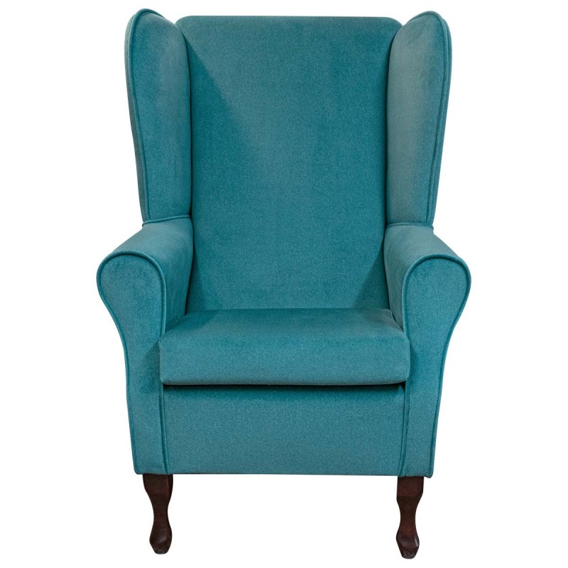Blue Wool Wingback Chair