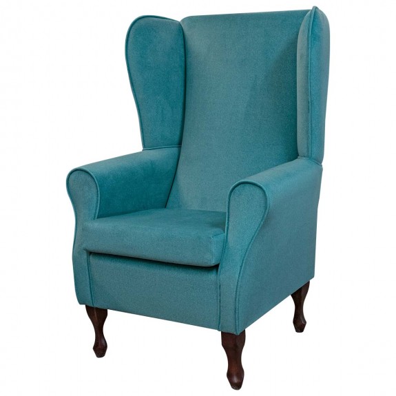 Large High Back Chair in Arlington Peacock Wool Effect Fabric
