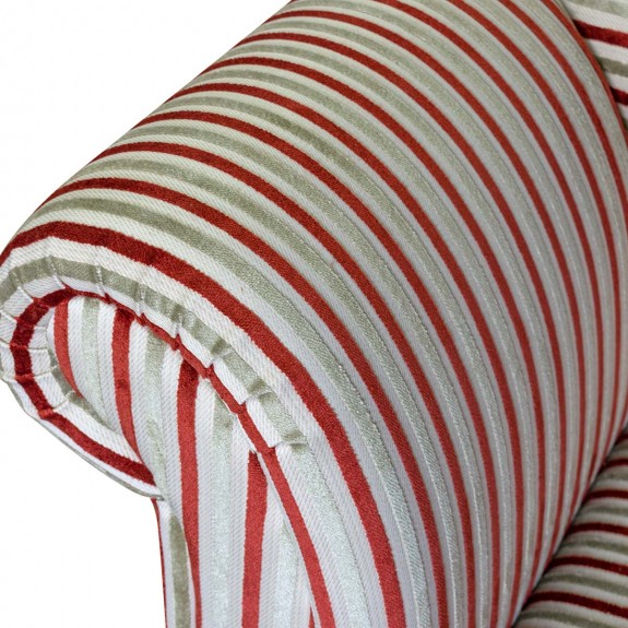 LUXE 52" Medium Chaise Longue in an Eleganza Henna Gold Stripe Fabric