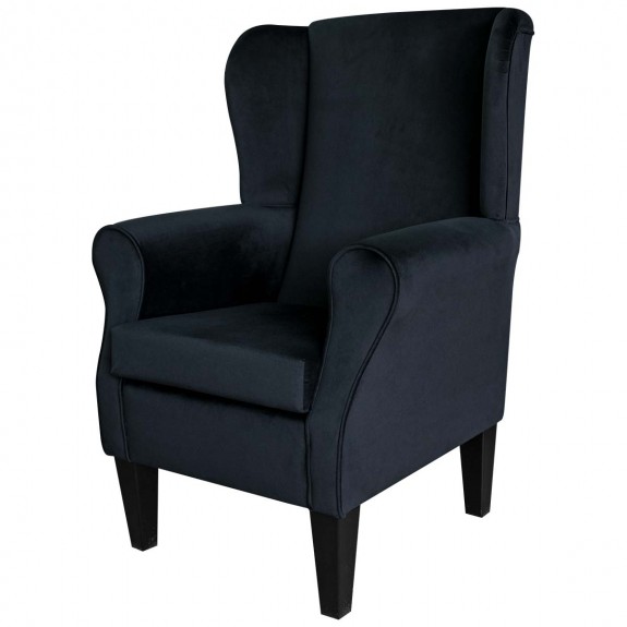 Standard Wingback Fireside Chair in Cambio Jet Matt Luxury Velvet Fabric