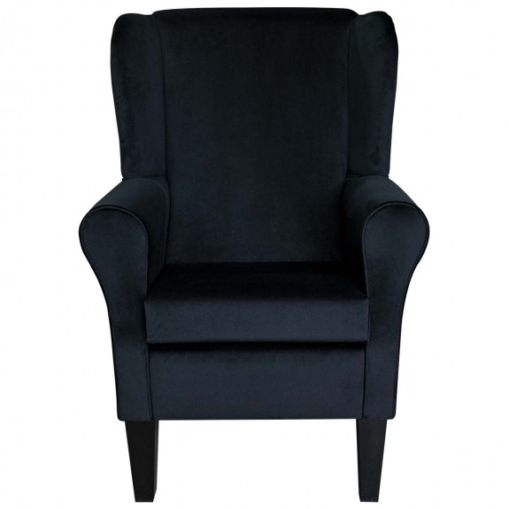 Standard Wingback Fireside Chair in Cambio Jet Matt Luxury Velvet Fabric
