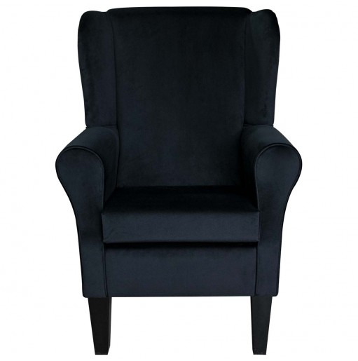 Standard Wingback Fireside Chair in Cambio Jet Matt Luxury Velvet Fabric