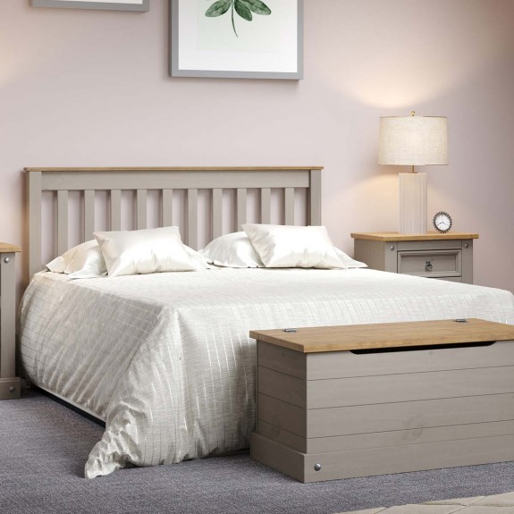 Grey Wooden Double Bed Frame