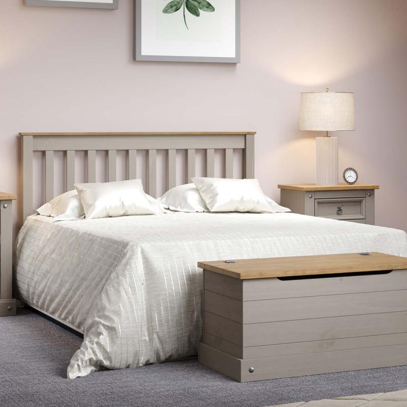 Grey Wooden Double Bed Frame