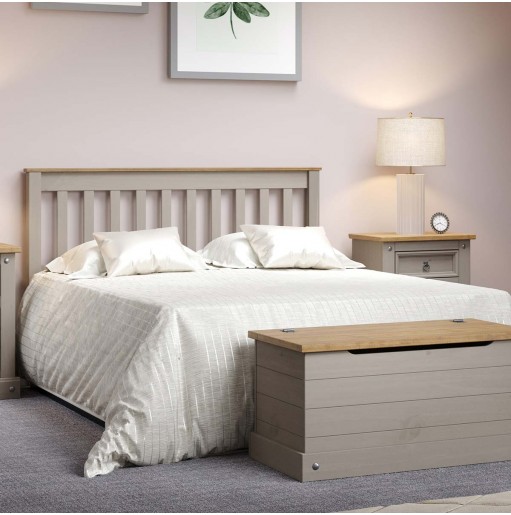 Grey Wooden Double Bed Frame