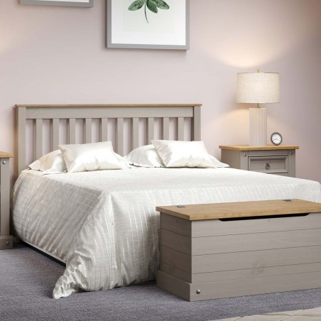 Grey Wooden Double Bed Frame