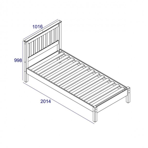 White Solid Pine Wood Single Bed Frame