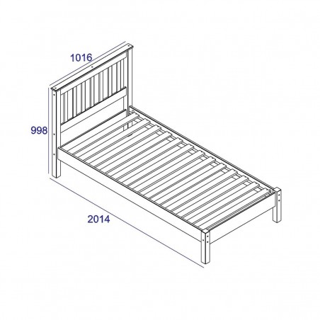 White Solid Pine Wood Single Bed Frame