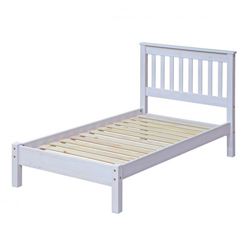 White Solid Pine Wood Single Bed Frame