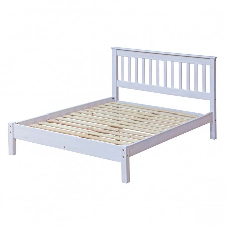 White Solid Pine Wooden Double Bed Frame