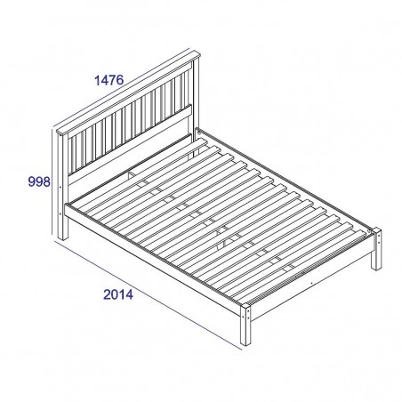 White & Pine Two-Tone Solid Wood Double Bed Frame