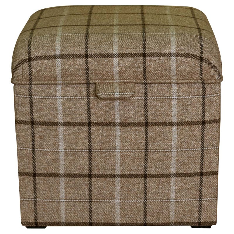 brown tartan pouffe