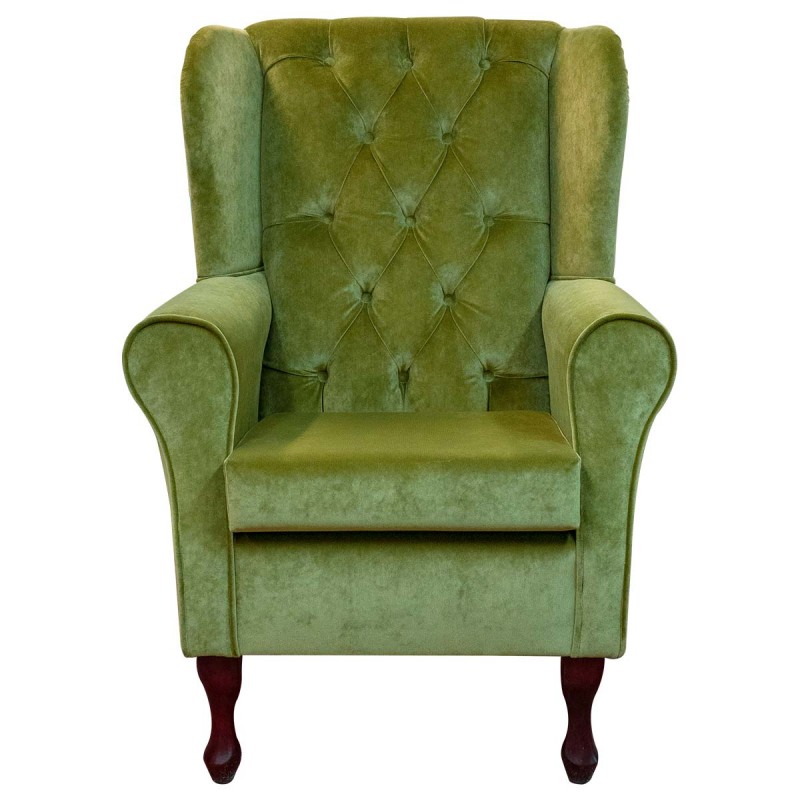 Green Wing Chair with Buttons
