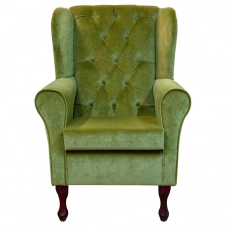 Green Wing Chair with Buttons