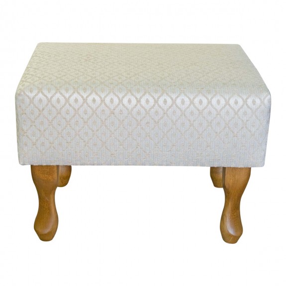 Small Footstool in Woburn Trellis Beige Fabric