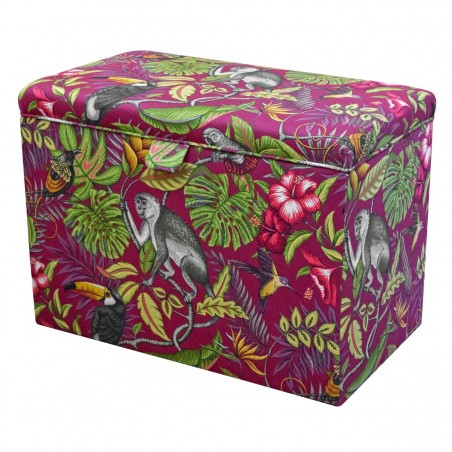 Red Botanical Ottoman with Storage