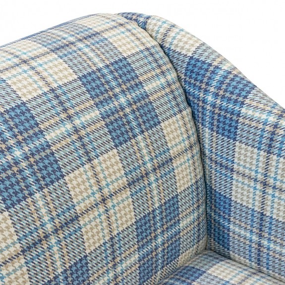 LUXE 52" Medium Chaise Longue in Bologna Marine Houndstooth Tartan Fabric