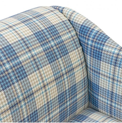 LUXE 52" Medium Chaise Longue in Bologna Marine Houndstooth Tartan Fabric