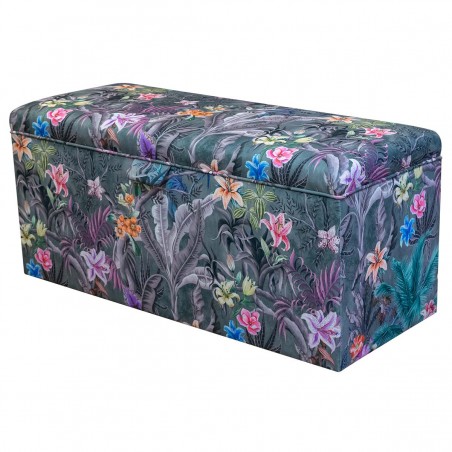 floral ottoman with storage in grey