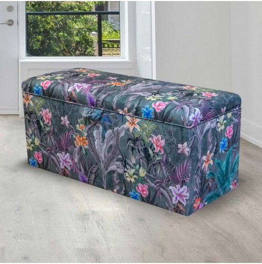 grey floral ottoman with storage