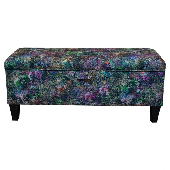Storage Bench Stool in Maestro Seurat Multicolour Printed Velvet Fabric